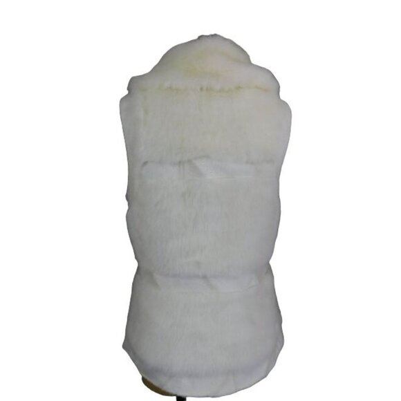 RLZ Size XS Off White Lined Hook Front Faux Fur Vest - Picture 3 of 3